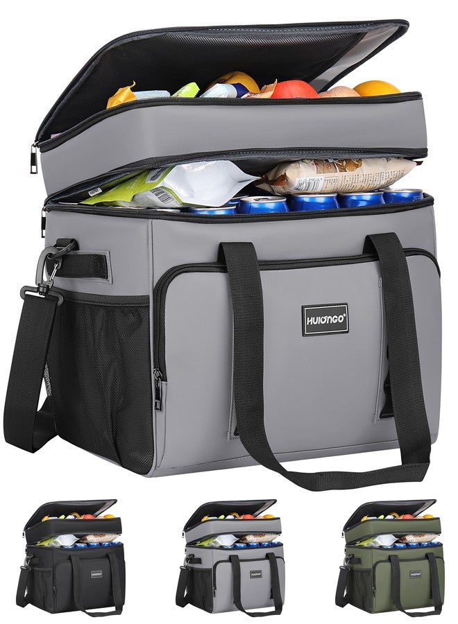 Hulongo 42L Soft Cooler，Insulated Large Cooler Bag for Beach, Car, Outdoor, 60Cans, Grey - Image 1