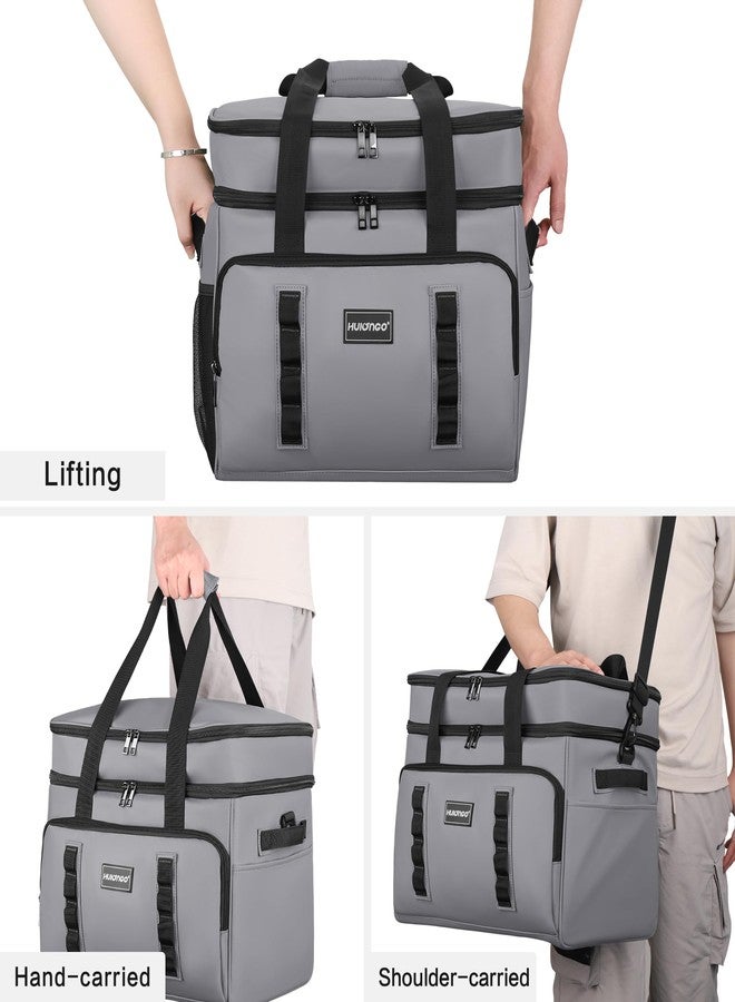 Hulongo 42L Soft Cooler，Insulated Large Cooler Bag for Beach, Car, Outdoor, 60Cans, Grey - Image 5