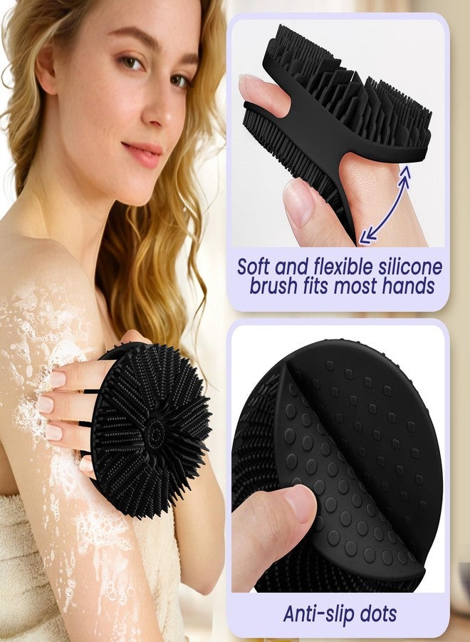 Manmihealth Dual-Sided Silicone Body Scrubber for Shower 2 PCS, 2-in-1 Silicone Shower Scrubber Brush for Men and Women, Soft Silicone Loofah Body Buffer, Lather Well, Gentle Exfoliating (Black+Gray) - Image 4