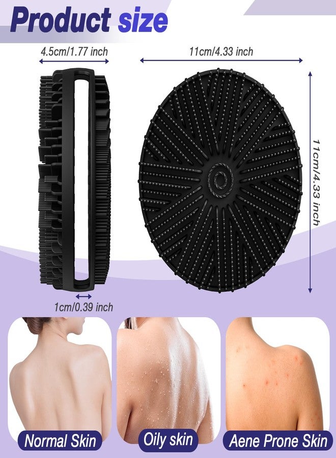 Manmihealth Dual-Sided Silicone Body Scrubber for Shower 2 PCS, 2-in-1 Silicone Shower Scrubber Brush for Men and Women, Soft Silicone Loofah Body Buffer, Lather Well, Gentle Exfoliating (Black+Gray) - Image 2
