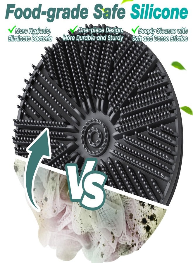 Manmihealth Dual-Sided Silicone Body Scrubber for Shower 2 PCS, 2-in-1 Silicone Shower Scrubber Brush for Men and Women, Soft Silicone Loofah Body Buffer, Lather Well, Gentle Exfoliating (Black+Gray) - Image 5