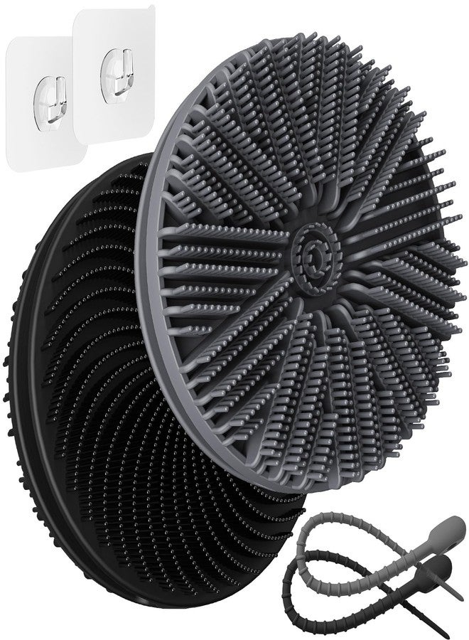 Manmihealth Dual-Sided Silicone Body Scrubber for Shower 2 PCS, 2-in-1 Silicone Shower Scrubber Brush for Men and Women, Soft Silicone Loofah Body Buffer, Lather Well, Gentle Exfoliating (Black+Gray) - Image 1