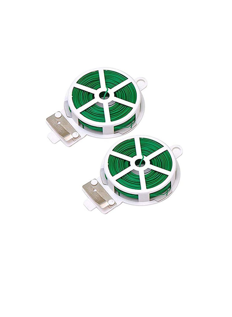 Generic 2-Pack x 164 Ft(50m) Twist Ties，Green Coated Garden Plant Ties with Cutter for Gardening and Office Organization, Home  - Image 1