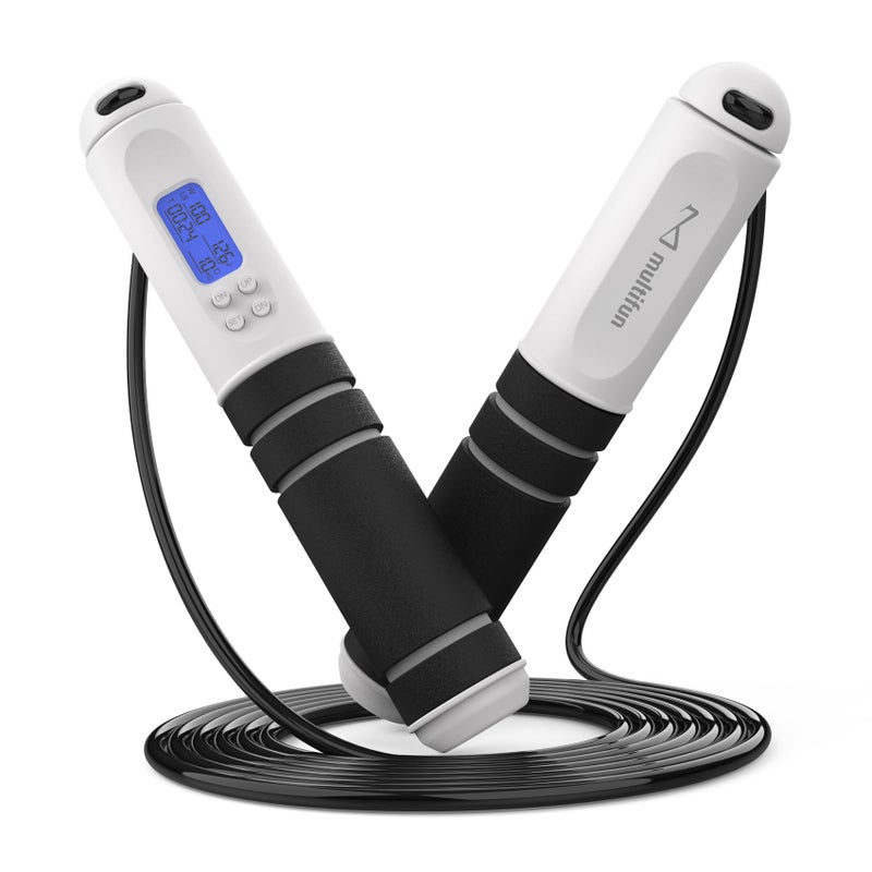 multifun Jump Rope, multifun Speed Skipping Rope with Calorie Counter, Adjustable Digital Counting Jump Rope with Ball Bearings and Alarm Reminder for Fitness, Crossfit, Exercise, Workout, Boxing, MMA, Gym (Black) - Image 1