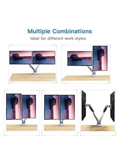 erorex Dual Monitor Mount Stand - Aluminum Gas Spring Monitor Desk Mount full Motion Adjustable Bracket for 2 13 to 32 Inch Computer Screen With Clamp, Grommet Base - Each Arm Hold up to 19.8 lbs,  - Image 5