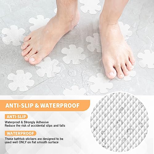 Nodirz Non Slip Bathtub Stickers, 24 PCS Shower Stickers for Safety Bathroom Tubs, Bathtub Non Slip Stickers and Adhesive Decals Scraper for Bath Tub, Shower Floor, Stairs, Ladders(Flower Shape, Clear) - Image 2
