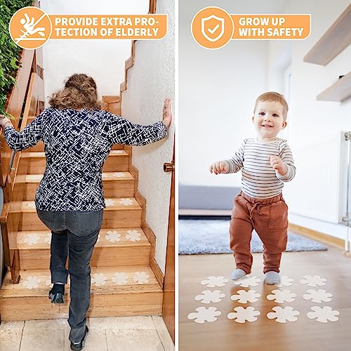 Nodirz Non Slip Bathtub Stickers, 24 PCS Shower Stickers for Safety Bathroom Tubs, Bathtub Non Slip Stickers and Adhesive Decals Scraper for Bath Tub, Shower Floor, Stairs, Ladders(Flower Shape, Clear) - Image 5