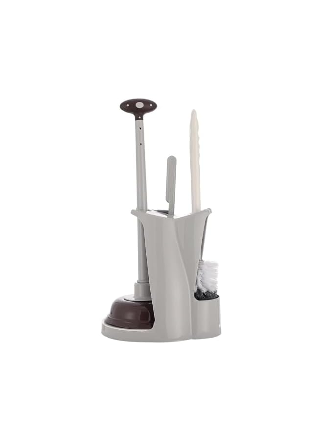 PROMASS promass Acrylic Toilet Brush and Plug Set, Toilet Plug and Brush Combination Bathroom Deep Cleaning Tool with Holder Bathroom Toilet Brush (Grey 1 Piece Set) - Image 2