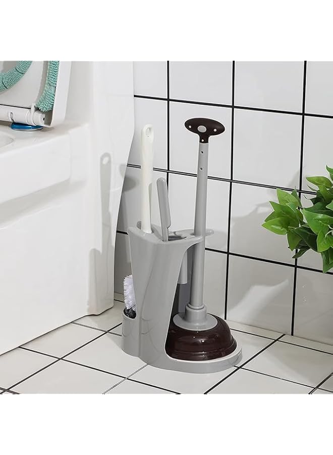 PROMASS promass Acrylic Toilet Brush and Plug Set, Toilet Plug and Brush Combination Bathroom Deep Cleaning Tool with Holder Bathroom Toilet Brush (Grey 1 Piece Set) - Image 4