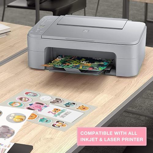 JANDJPACKAGING Printable Vinyl for Inkjet Printer - 55 Pack Matte White Printable Vinyl Sticker Paper Dries Quickly Vivid Colors, Holds Ink Well, Tear Resistant, Inkjet & Laser Printer - Image 3