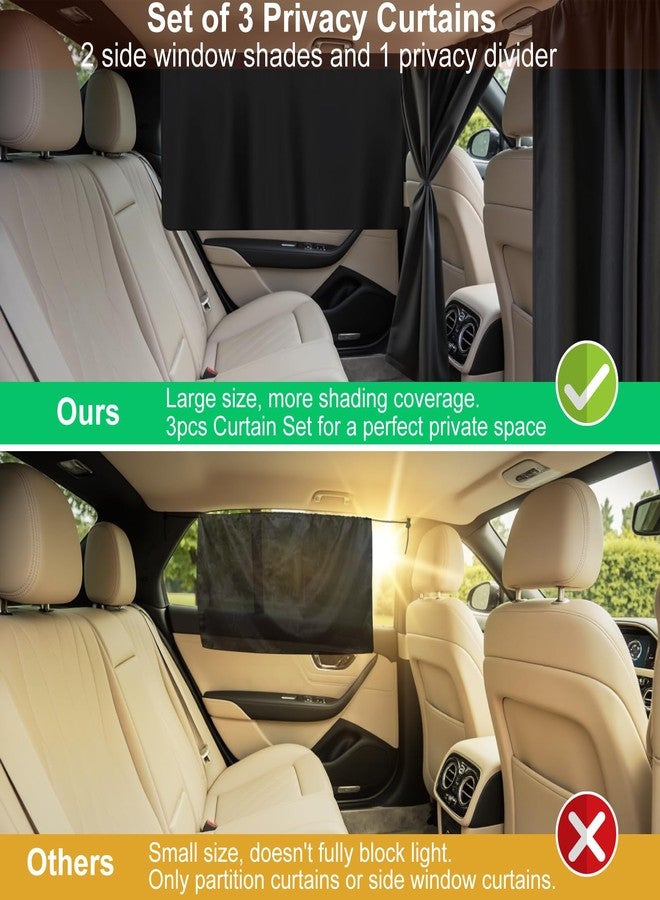 Jeyoon Set of 3 Car Window Shades, 1 Rear Seat Divider Curtain & 2 Rear Side Window Sun Shades, 95% Light Blocking Car Window Covers Privacy Protection Curtains for Breastfeeding,Taking a nap,Camping, - Image 3