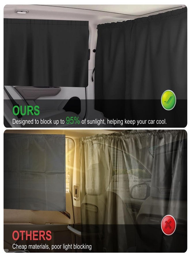 Jeyoon Set of 3 Car Window Shades, 1 Rear Seat Divider Curtain & 2 Rear Side Window Sun Shades, 95% Light Blocking Car Window Covers Privacy Protection Curtains for Breastfeeding,Taking a nap,Camping, - Image 4