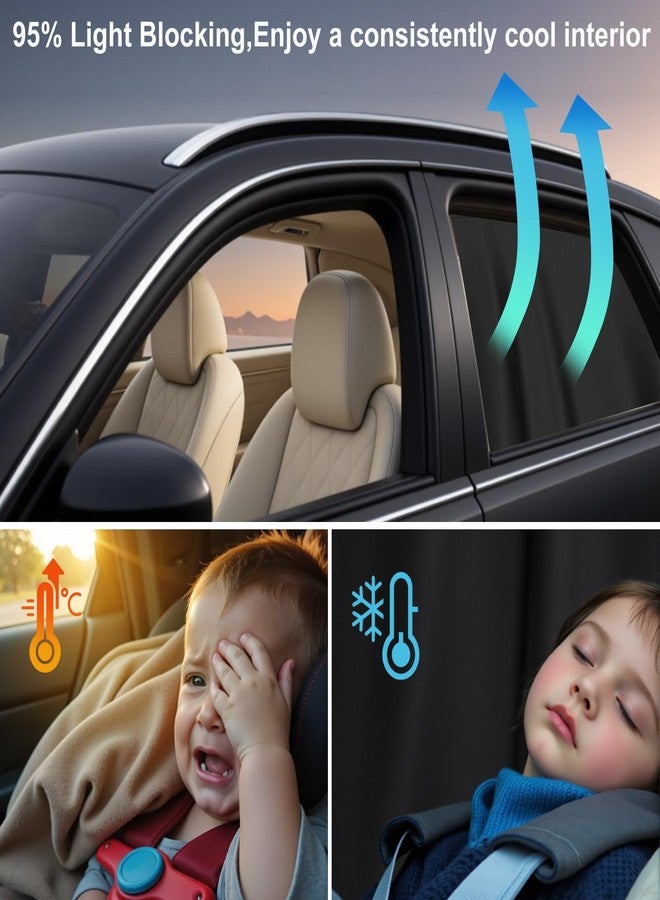 Jeyoon Set of 3 Car Window Shades, 1 Rear Seat Divider Curtain & 2 Rear Side Window Sun Shades, 95% Light Blocking Car Window Covers Privacy Protection Curtains for Breastfeeding,Taking a nap,Camping, - Image 5