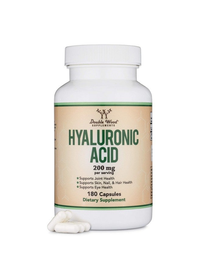 Double Wood Supplements Hyaluronic Acid Supplements -180 Capsules (Enhances Effects of Hyaluronic Acid Serum for Face) 200mg Per Serving for Skin and Face Aging Support (Acido Hialuronico) Gluten Free by Double Wood - Image 1