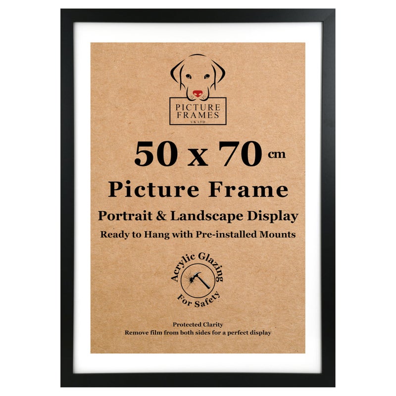 50x70 cm Black Picture Frame  Modern Frame for Art Posters  Puzzles Easy to Hang Ideal for Home or Office Decor