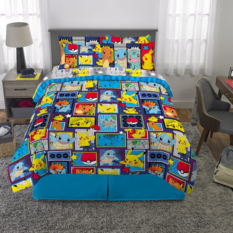 Franco Kids Bedding Super Soft Comforter and Sheet Set with Sham, 7 Piece Full Size, Pokemon - Image 4