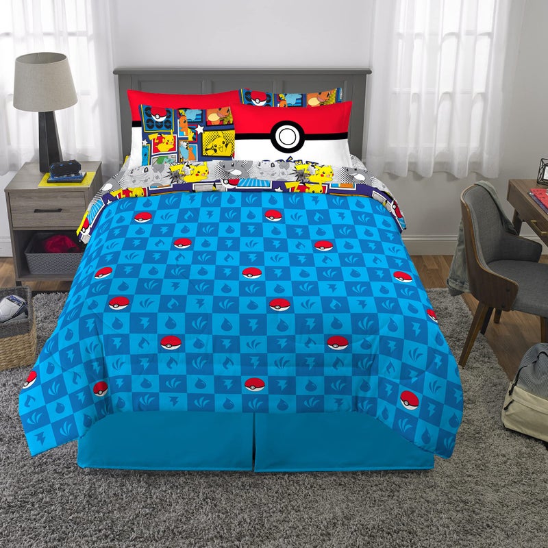 Franco Kids Bedding Super Soft Comforter and Sheet Set with Sham, 7 Piece Full Size, Pokemon - Image 5