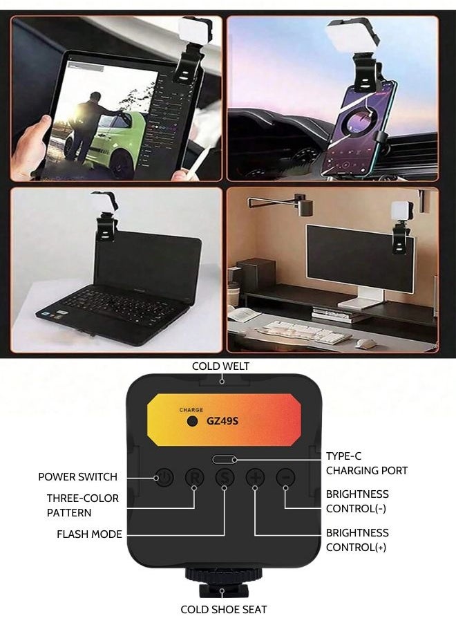 ZAFRA Portable  3 Lighting Mode Mini  Video Light Fill Light Video Light Dimmable 180 Degree Front and Rear Adjustment Angle for iPhone, Cell Phone, Camera, Laptop, Photography, Video,  TikTok, Selfie, Video Conference  - Image 3
