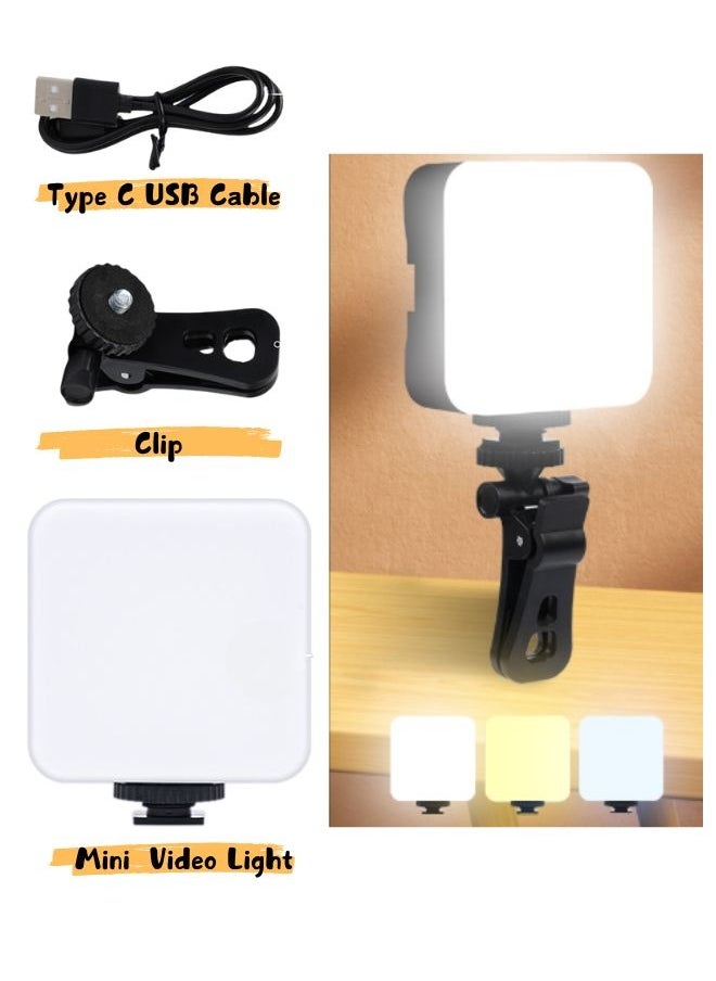 ZAFRA Portable  3 Lighting Mode Mini  Video Light Fill Light Video Light Dimmable 180 Degree Front and Rear Adjustment Angle for iPhone, Cell Phone, Camera, Laptop, Photography, Video,  TikTok, Selfie, Video Conference  - Image 1