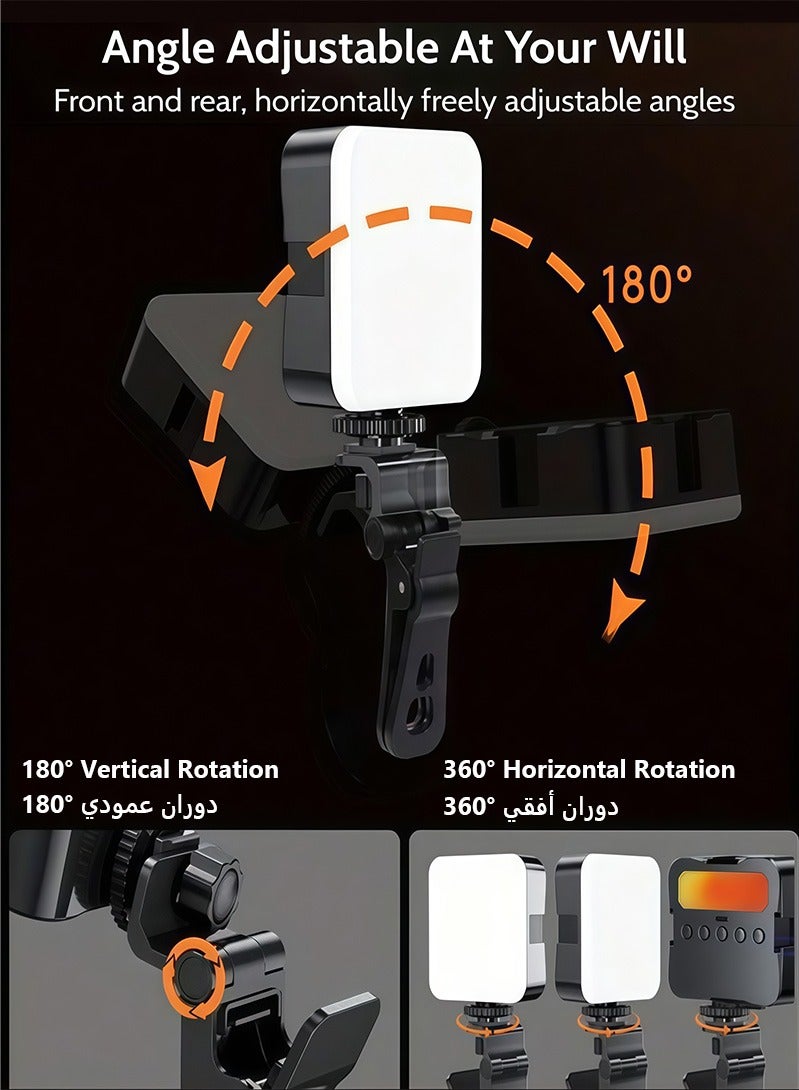 زَافِرَة اضاءة تصوير جوال متعدد الاستخدامات: إضاءة كليب للجوال واللابتوب، مصباح فيديو قابلة للشحن، لوحة إضاءة LED محمولة للكاميرا | اضاءة تصوير صغيره جيبية LED، مع ثلاثة تأثيرات إضاءة قابلة للتعديل (3000K-7000K) - مثالي لمؤتمرات الفيديو وتيك توك ويوتيوب والسيلفي والبث المباشر - Image 4