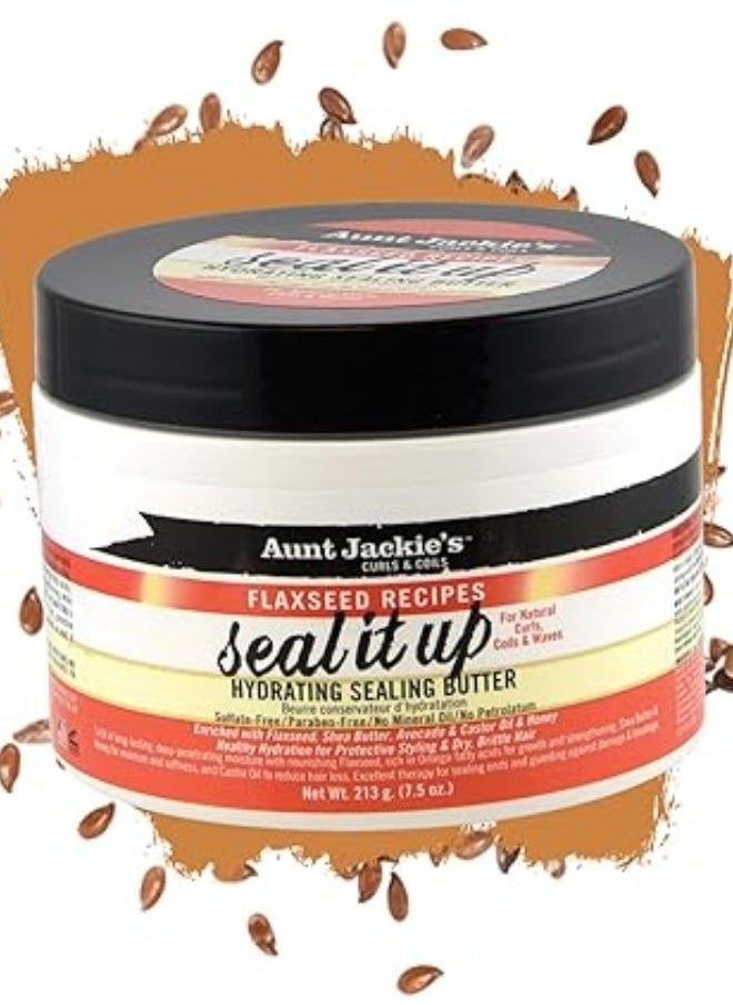 Aunt Jackie's Flaxseed Recipes Seal It Up Hydrating Sealing Butter Helps Prevent and Repair Damaged Hair Jar 213G  - Image 1