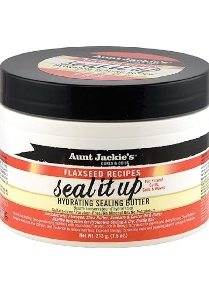 Aunt Jackie's Flaxseed Recipes Seal It Up Hydrating Sealing Butter Helps Prevent and Repair Damaged Hair Jar 213G  - Image 2