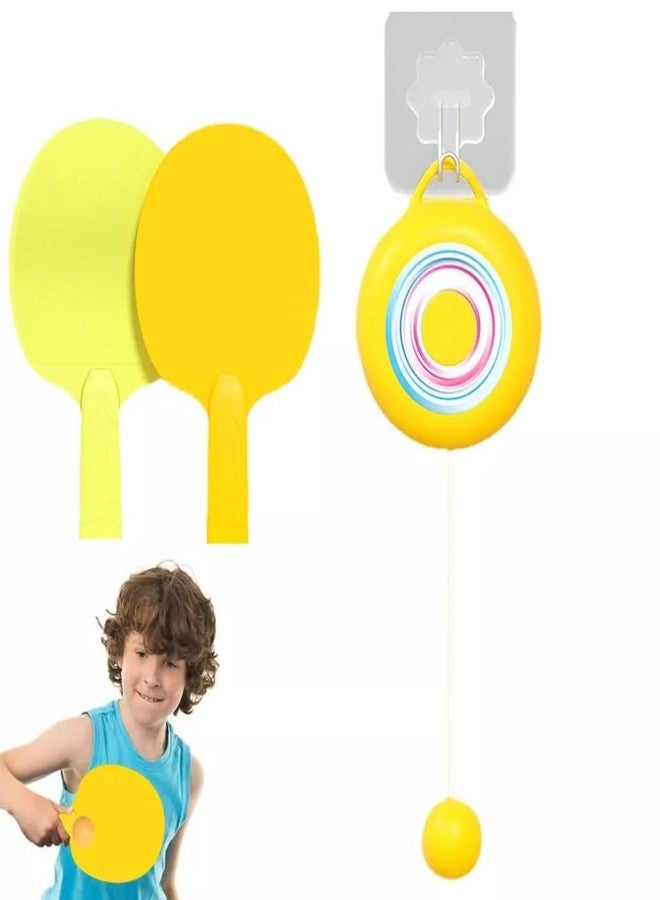 Samip Hanging Table Tennis Self Training Indoor Gaming 2 Racket & 3 Practice Ball Portable - Double Sparring Hanging Toys Parent Child Interaction Indoor Toys (Round Shape) - Image 2