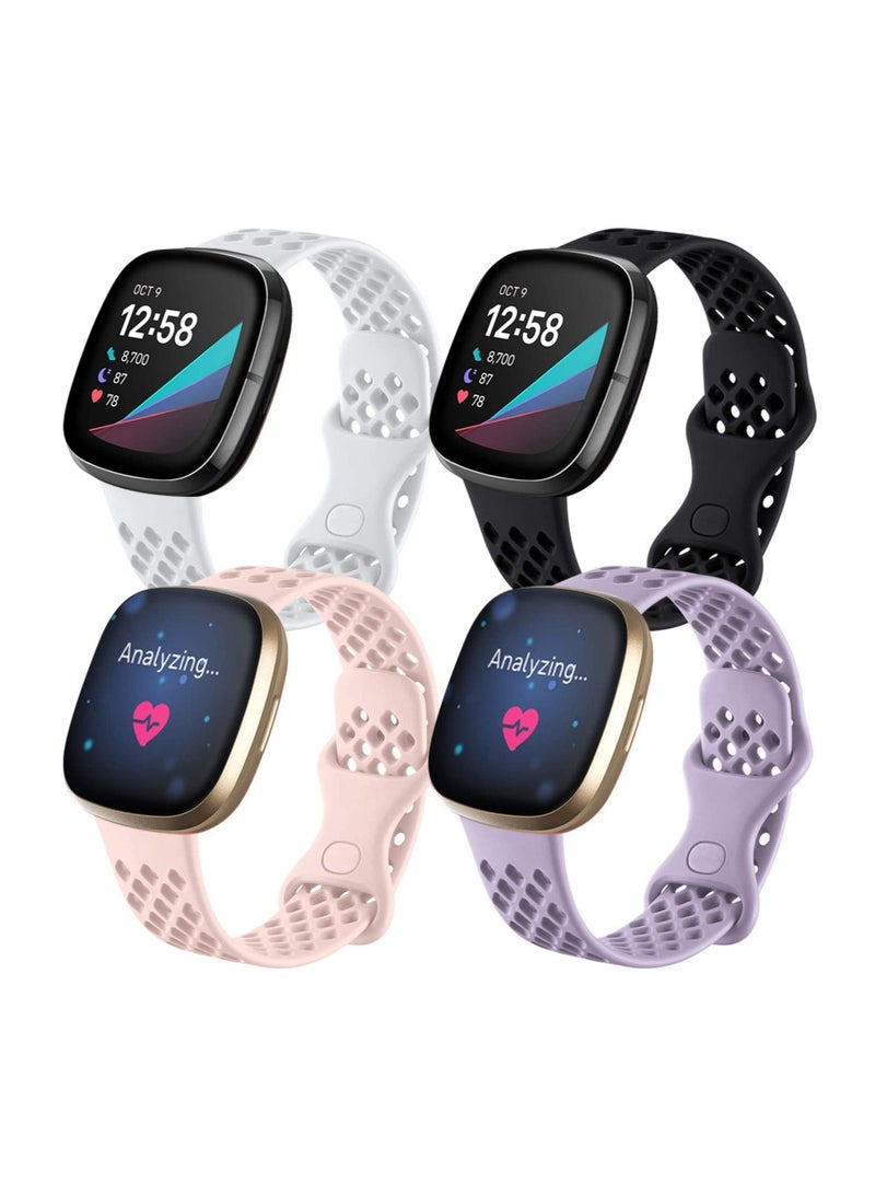 Captaintech Elastic Strap Compatible with Fitbit Versa 3 for Fitbit Sense Strap,Adjustable Nylon Sports Straps for Women Men, Breathable（4Pcs） - Image 1