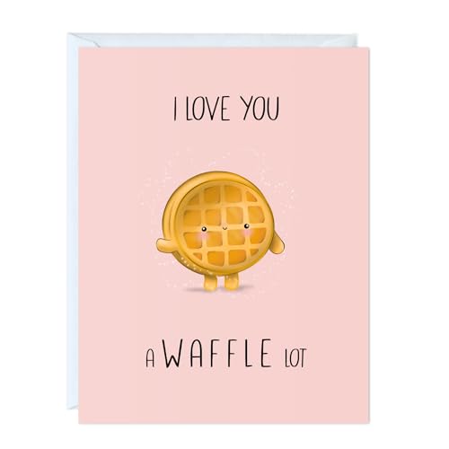 ALY LOU Funny Anniversary & Birthday Card – Punny Greeting Card Blank Inside, Cute & Perfect for Couples, Him, Her, Husband, Wife, Girlfriend, Boyfriend (Love You A Waffle Lot) - Image 1