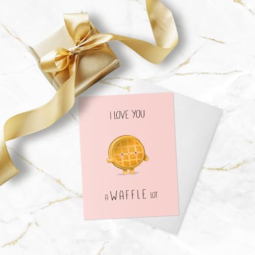 ALY LOU Funny Anniversary & Birthday Card – Punny Greeting Card Blank Inside, Cute & Perfect for Couples, Him, Her, Husband, Wife, Girlfriend, Boyfriend (Love You A Waffle Lot) - Image 5