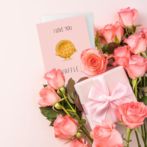 ALY LOU Funny Anniversary & Birthday Card – Punny Greeting Card Blank Inside, Cute & Perfect for Couples, Him, Her, Husband, Wife, Girlfriend, Boyfriend (Love You A Waffle Lot) - Image 4