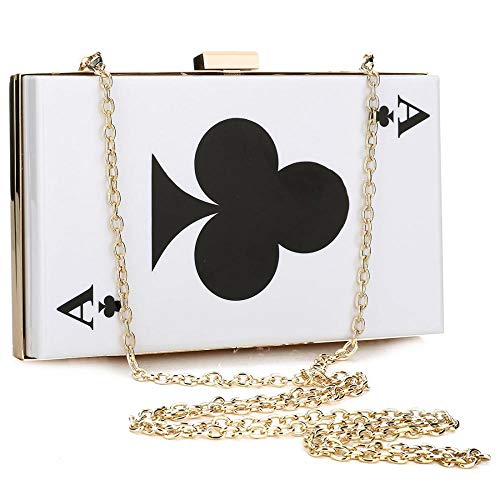 EROUGE Acrylic Evening Clutch Women Designer Handbag Poker Shape Purse, White - Image 1