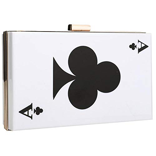 EROUGE Acrylic Evening Clutch Women Designer Handbag Poker Shape Purse, White - Image 3