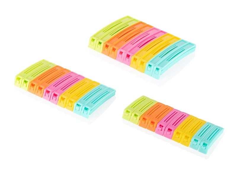 Tosaa Food Snack Bag Pouch Clip Sealer for Keeping Food Fresh for Home, Kitchen, Camping Snack Seal Sealing Bag Clips (Multi-Color) (Pack of 30) - Image 1