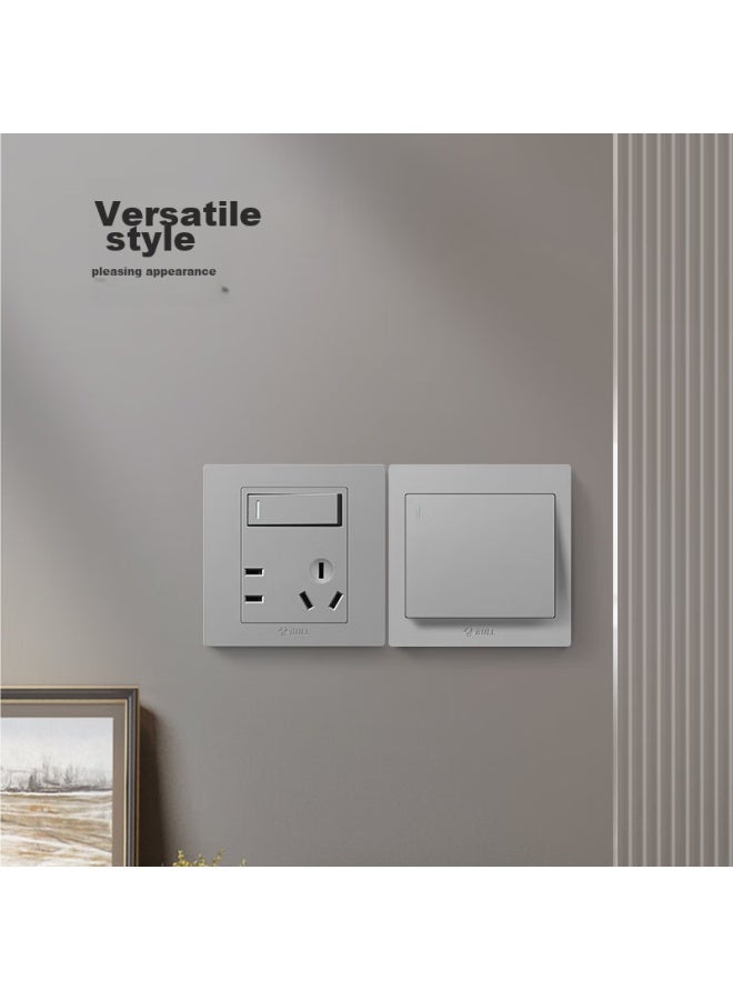 Bull Switch Socket G31 Series, Single-pole Single-control Five-hole Socket With Switch, 86-type Panel, G31e333, Gray - Image 5