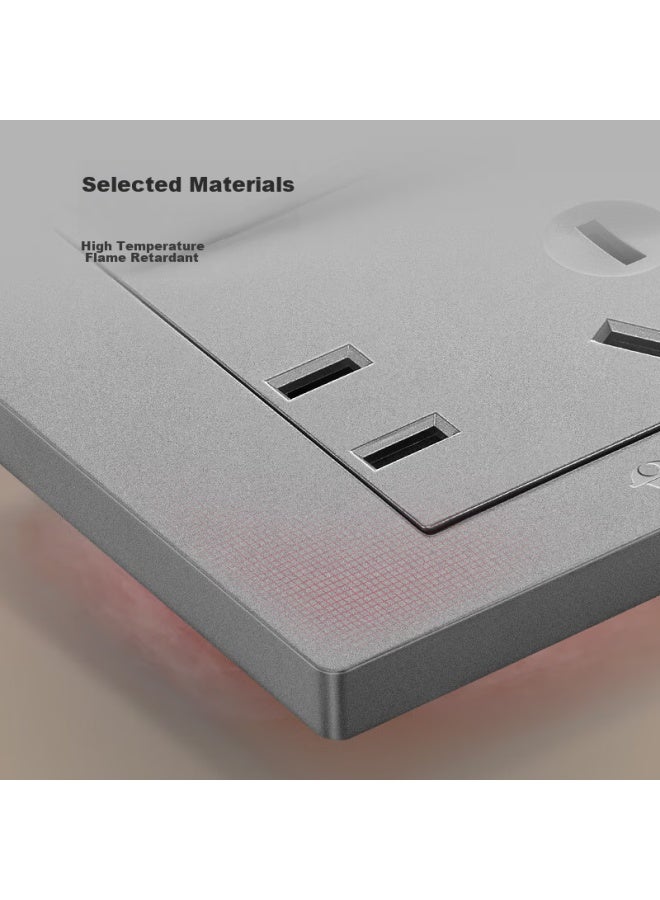 Bull Switch Socket G31 Series, Single-pole Single-control Five-hole Socket With Switch, 86-type Panel, G31e333, Gray - Image 4