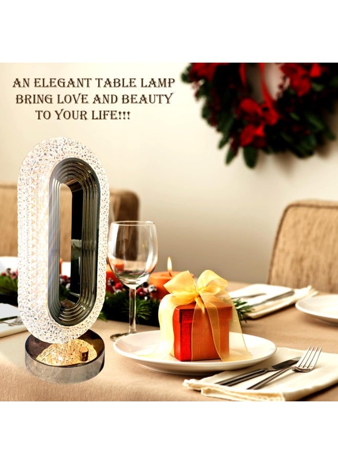 Crystal Touch Lamp, LED Crystal Light Illuminated in Multiple Colors, Night Lamp and Decorative Nightlight with 3D Diamond Design, Moonlit Crystal Globe, LED Lamp with Multi-Color Remote Control, Dimmable USB Rechargeable Desk Lamp for Bedroom, Living Room, Home, and Office, Transparent.