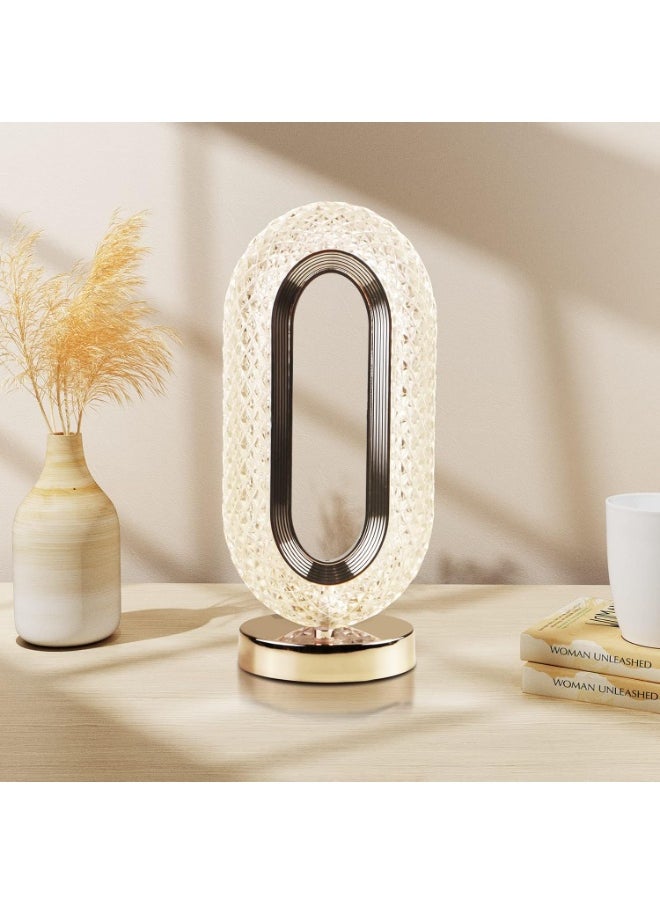 Crystal Touch Lamp, LED Crystal Light Illuminated in Multiple Colors, Night Lamp and Decorative Nightlight with 3D Diamond Design, Moonlit Crystal Globe, LED Lamp with Multi-Color Remote Control, Dimmable USB Rechargeable Desk Lamp for Bedroom, Living Room, Home, and Office, Transparent.