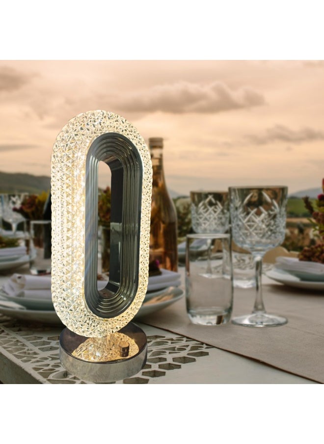Crystal Touch Lamp, LED Crystal Light Illuminated in Multiple Colors, Night Lamp and Decorative Nightlight with 3D Diamond Design, Moonlit Crystal Globe, LED Lamp with Multi-Color Remote Control, Dimmable USB Rechargeable Desk Lamp for Bedroom, Living Room, Home, and Office, Transparent.