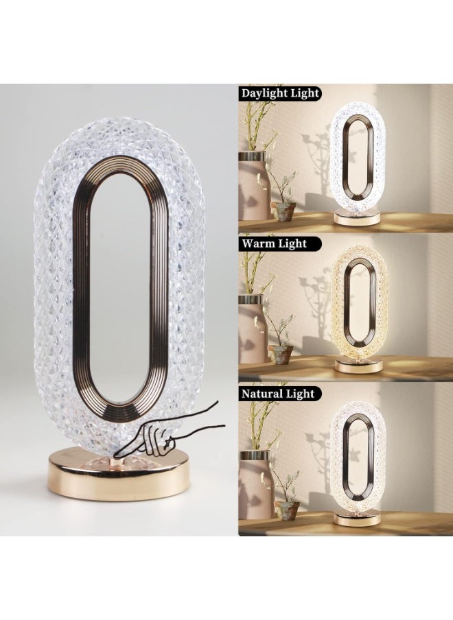 Crystal Touch Lamp, LED Crystal Light Illuminated in Multiple Colors, Night Lamp and Decorative Nightlight with 3D Diamond Design, Moonlit Crystal Globe, LED Lamp with Multi-Color Remote Control, Dimmable USB Rechargeable Desk Lamp for Bedroom, Living Room, Home, and Office, Transparent.