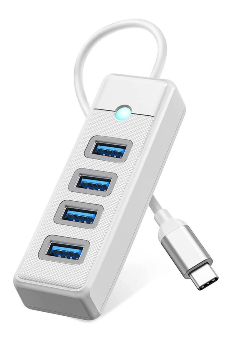 كابتن تيك USB C Hub 4 Ports USB 3.1 Type C to USB 3.0 Hub Adapter, USB Splitter for Laptop, Mobile Phone, Tablet with 0.5ft Cable, Compatible with Mac OS 10.X and Above, Linux, Android-White - Image 1