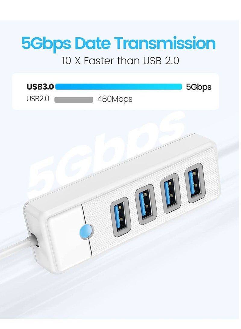كابتن تيك USB C Hub 4 Ports USB 3.1 Type C to USB 3.0 Hub Adapter, USB Splitter for Laptop, Mobile Phone, Tablet with 0.5ft Cable, Compatible with Mac OS 10.X and Above, Linux, Android-White - Image 4
