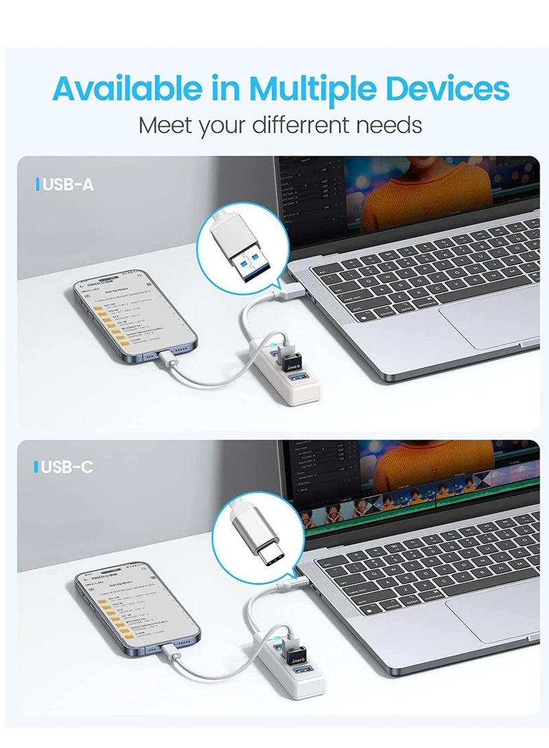 كابتن تيك USB C Hub 4 Ports USB 3.1 Type C to USB 3.0 Hub Adapter, USB Splitter for Laptop, Mobile Phone, Tablet with 0.5ft Cable, Compatible with Mac OS 10.X and Above, Linux, Android-White - Image 5