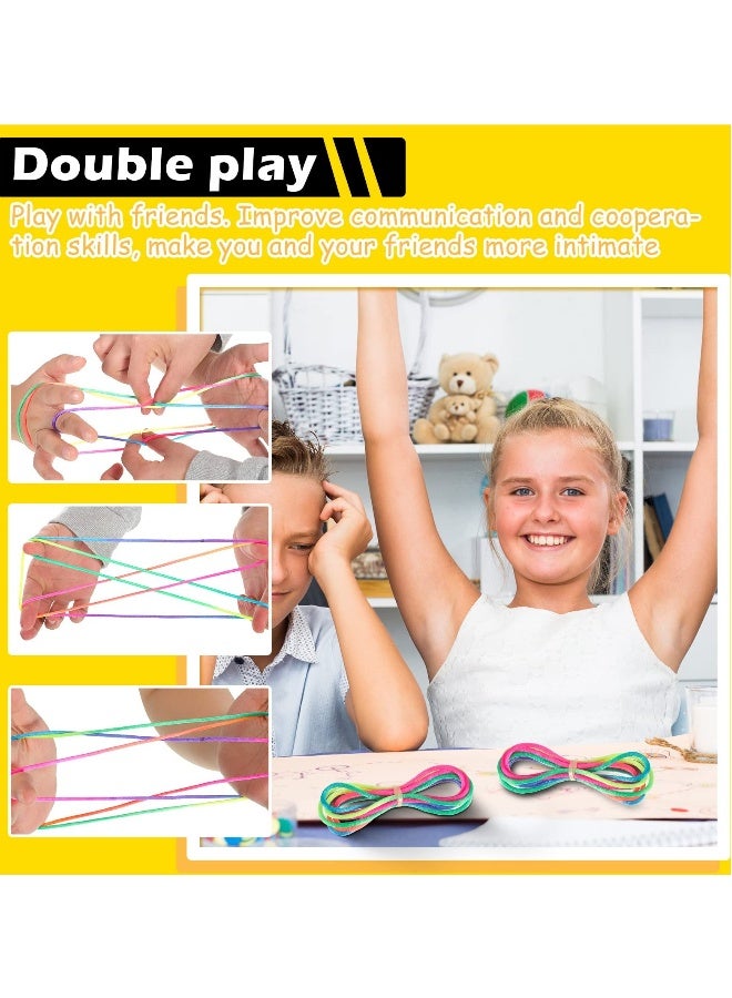 SYOSI, 20 Pieces Cats Cradle String Finger String Toy Supplies, Rainbow Color Chinese Finger Stretchy Strings Toys for Kid Boy, Girl, Adult, 165 cm Length - Image 3