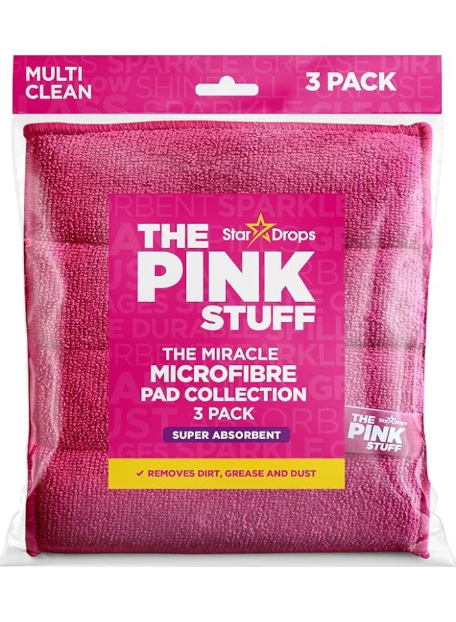 The Pink Stuff Miracle Microfibre Pad Collection 3 Pack – Super Absorbent Multi-Clean Cloths - Image 1
