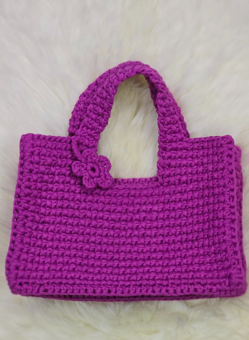 RandSac Purple Crochet Handbag with Flower Detail  - Image 1