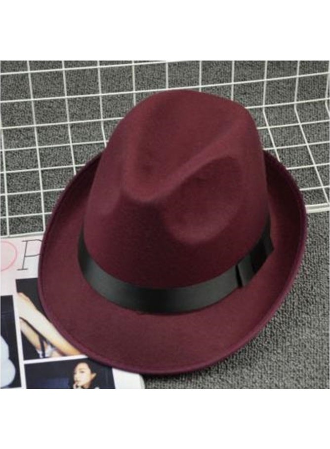 1-Piece Narrow Brim Fedora Panama Hat,Retro Jazz Hat,Men's Small Curling Edge Visor Hat