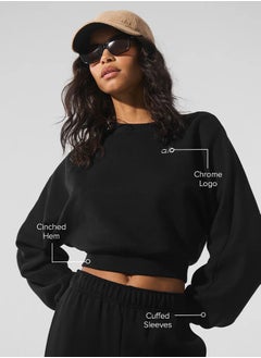alo ALO Women's casual sports hoodie short waist showing round neck  - Image 1