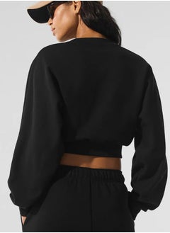 alo ALO Women's casual sports hoodie short waist showing round neck  - Image 3