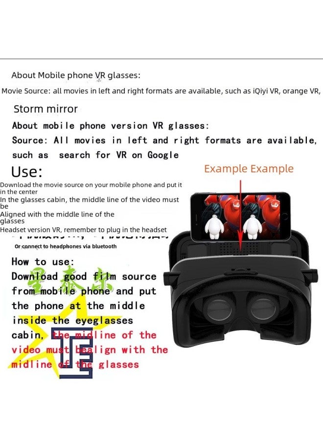 Vrshinecon Vr Glasses Phantom 6th Gen G04e Earphone Version Mobile 3d Virtual Reality Helmet Large Screen 7-Color:G04EB Enlarge Version B03 Handle - Image 3